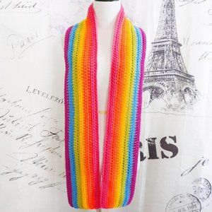 Rainbow Pride Neon Hues Crochet Scarf
